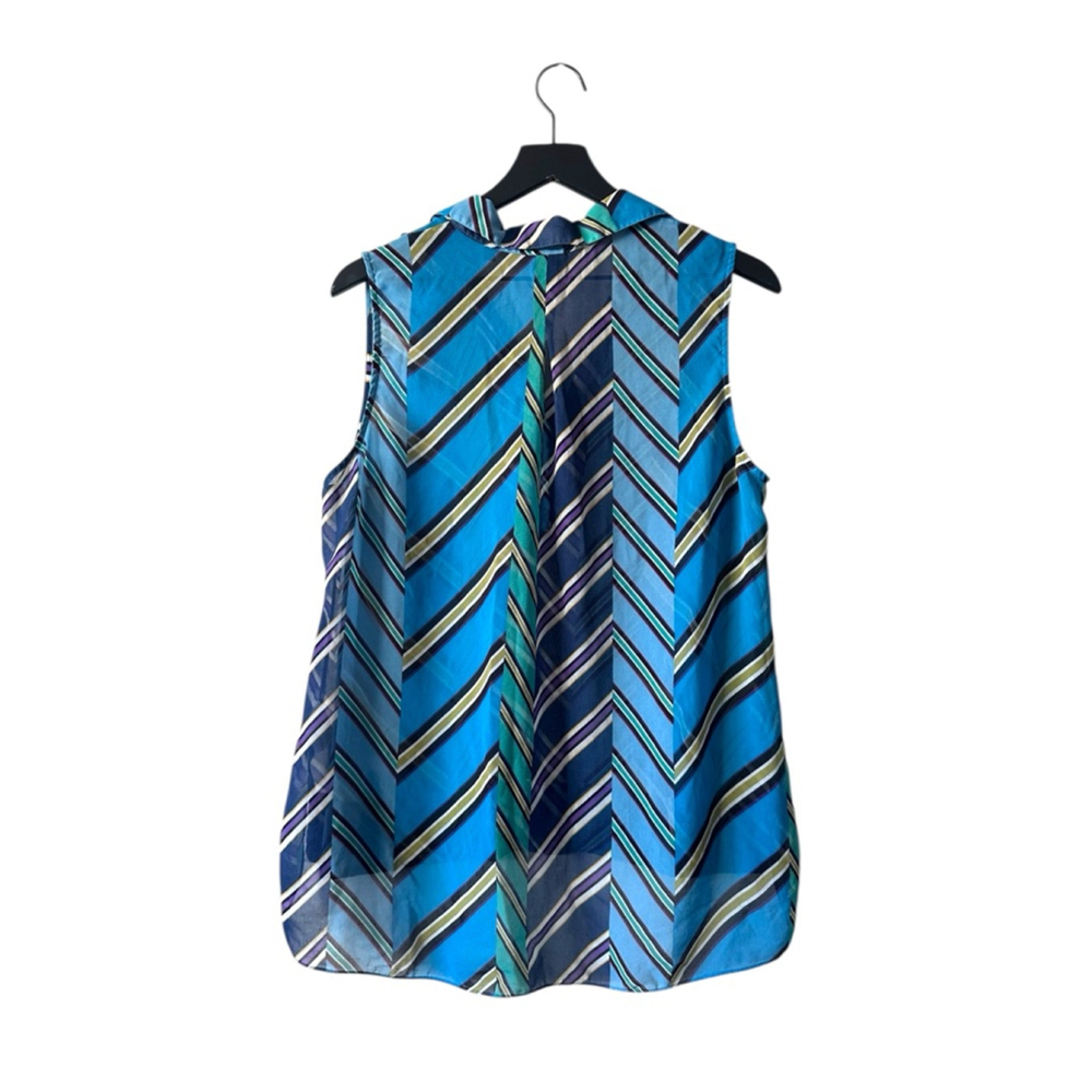 Cabi Blue Chevron Striped Sleeveless Blouse Women’s Large - Picture 7 of 8